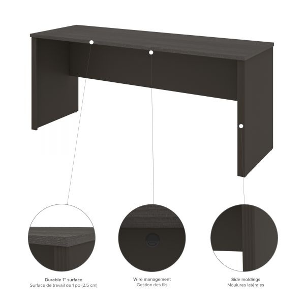 Bestar Prestige + Height Adjustable L-Desk In Bark Gray & Slate