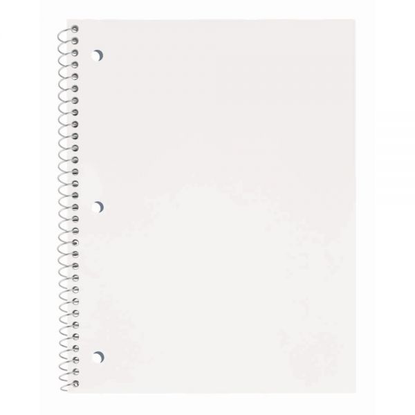 Just Basics Poly Spiral Notebook, 8" X 10-1/2", 1 Subject, College Ruled, 70 Sheets, White