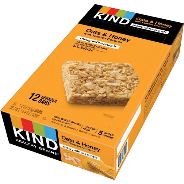 Kind Oats & Honey With Toasted Coconut Grains Bars, 1.20 Oz, Box Of 12