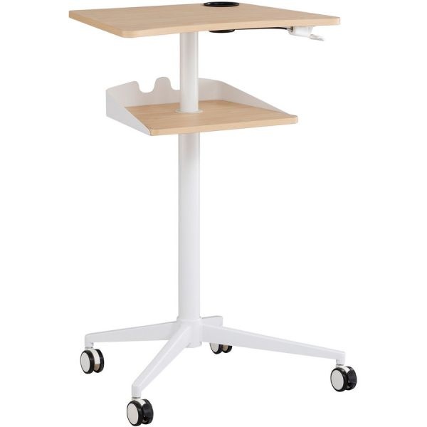 Safco Vum Mobile Workstation, 25.25" X 19.75" X 35.5" To 47.75", Natural/White