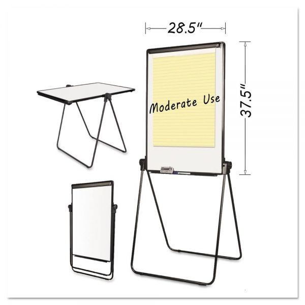 Mastervision Folds-To-A-Table Melamine Easel, 28.5 X 37.5, White, Steel/Laminate