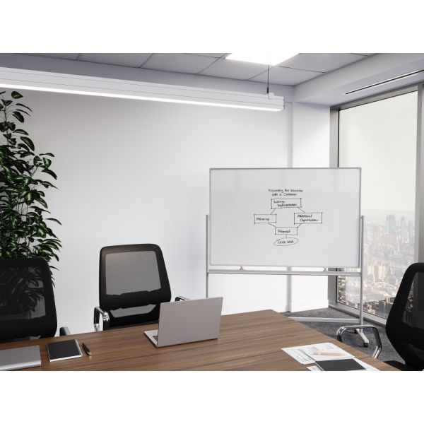 Workpro Double-Sided Mobile Magnetic Dry-Erase Whiteboard Easel, 72" X 48", Aluminum Frame With Silver Finish