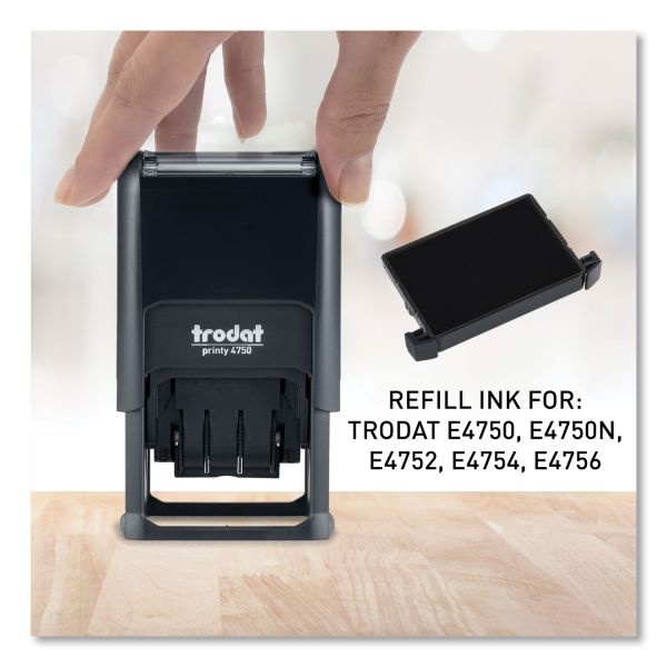 Trodat E4750 Printy Replacement Pad For Trodat Self-Inking Stamps, 1" X 1.63", Black