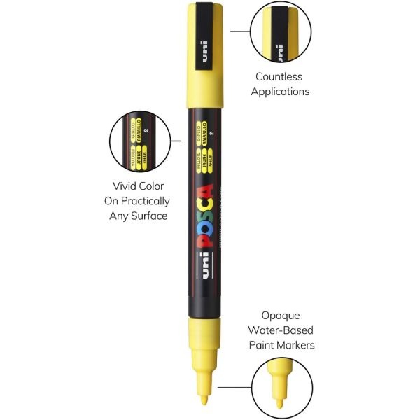Uni -Paint Permanent Marker, Medium Bullet Tip, Yellow