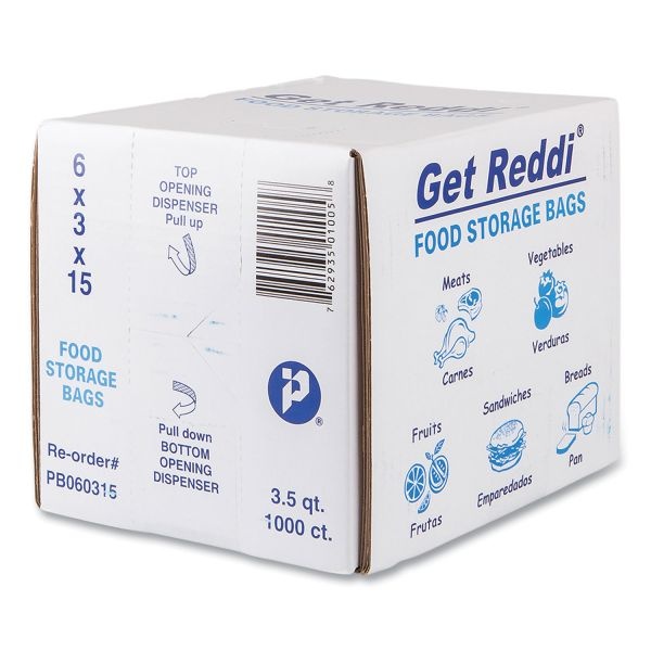 Inteplast Group Food Bags, 3.5 Qt, 0.68 Mil, 6" X 15", Clear, 1,000/Carton