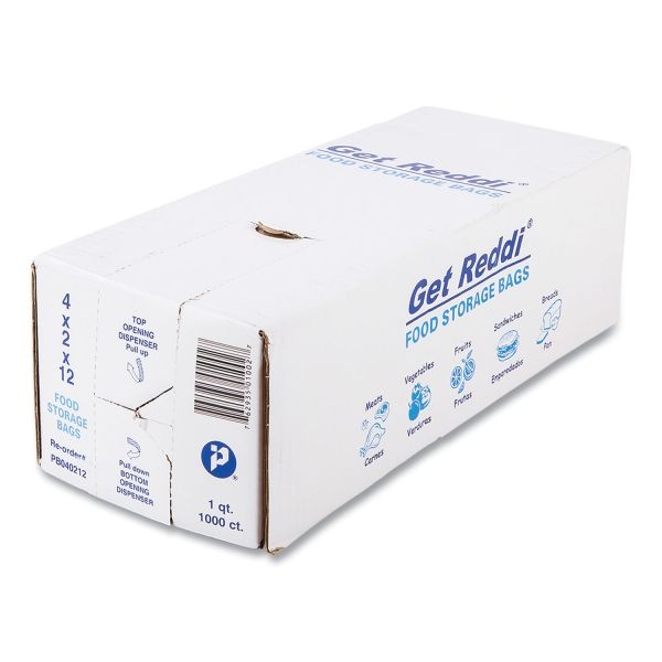 Inteplast Group Food Bags, 1 Qt, 0.68 Mil, 4" X 12", Clear, 1,000/Carton