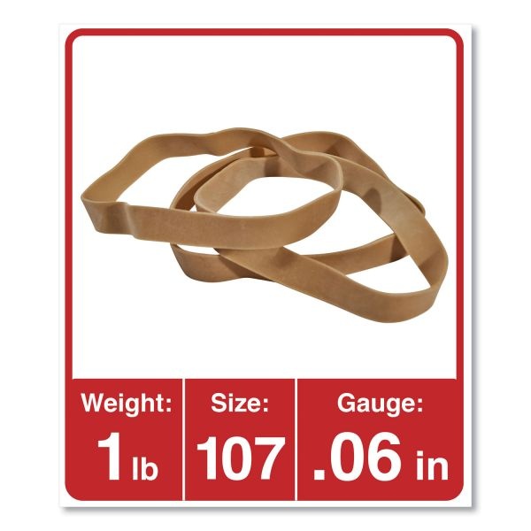 Universal Rubber Bands, Size 107, 0.06" Gauge, Beige, 1 Lb Box, 40/Pack