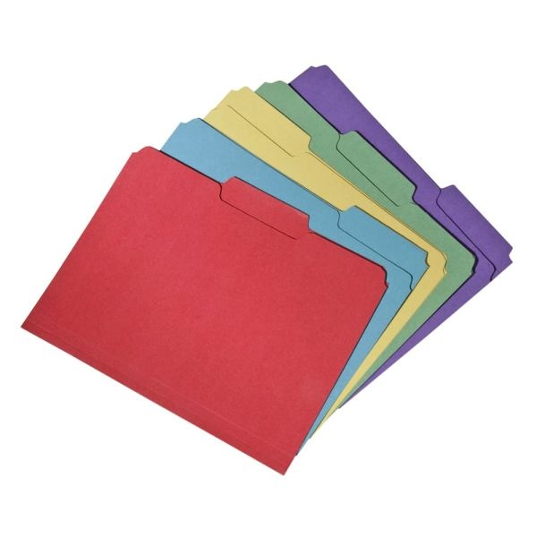 Skilcraft File Folders, Assorted Colors, Box Of 100, (Abilityone 7530-01-566-4143)
