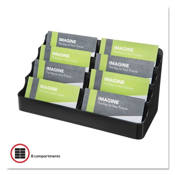 Deflecto 8-Compartment Business Card Holder, 3 7/8"H X 7 7/8"W X 3 5/8"D, Black