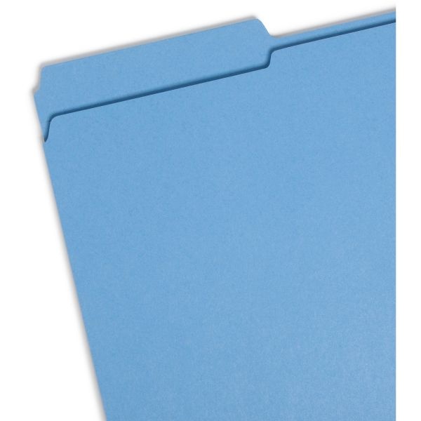 Smead Color File Folders, With Reinforced Tabs, Legal Size, 1/3 Cut, Blue, Box Of 100