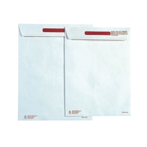Survivor Tyvek Tamper-Indicator Envelopes, 9" X 12", Self-Adhesive, White, Box Of 100
