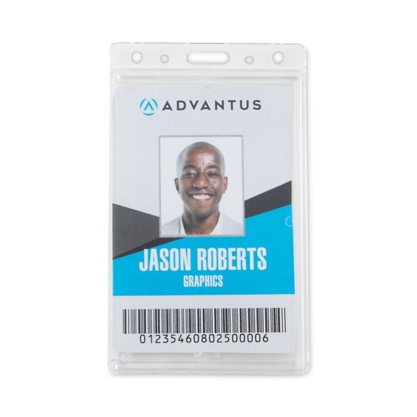 Advantus Frosted Two-Card Rigid Badge Holders, Vertical, Frosted 2.5" X 4.13" Holder, 2.13" X 3.38" Insert, 25/Box