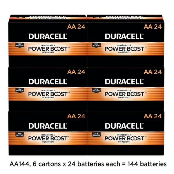 Duracell Power Boost Coppertop Alkaline Aa Batteries, 144/Carton