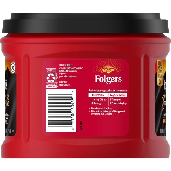 Folgers Coffee, Black Silk, Dark Roast, 24.2 Oz Canister (Makes About 210 Cups)