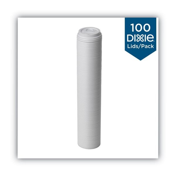Dixie Dome Drink-Thru Lids, Fits 10 Oz To 20 Oz Dixie Paper Hot Cups, White, 100/Pack