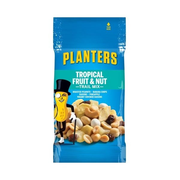 Planters Trail Mix, Tropical Fruit And Nut, 2 Oz Bag, 72/Carton