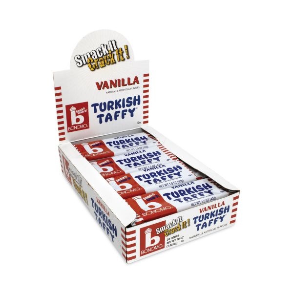 Bonomo Turkish Taffy, Vanilla, 1.5 Oz Bars, 24/Carton