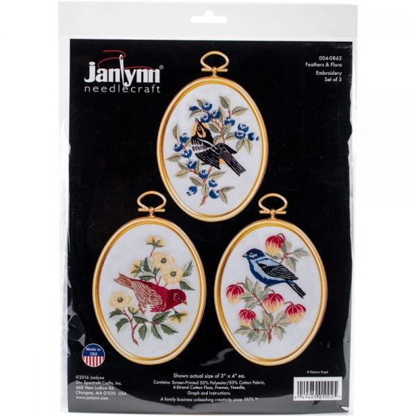 Feathers And Flora Embroidery Kit Set Of 3