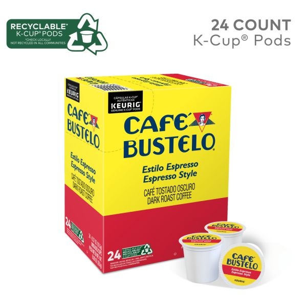 Café Bustelo Coffee K-Cups, Espresso Roast, Dark Roast, 24 K-Cups