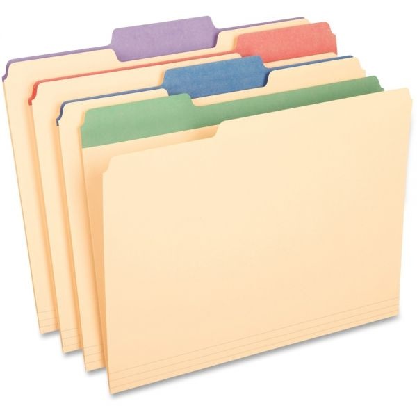 Pendaflex Color Tab File Folders, 1/3-Cut Tabs: Assorted, Letter Size, 0.75" Expansion, Manila, 50/Box