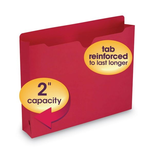 Smead Colored File Jackets With Reinforced Double-Ply Tab, Straight Tab, Letter Size, Red, 50/Box