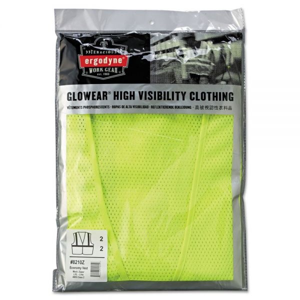 Ergodyne Glowear 8210Z Class 2 Economy Vest, Polyester Mesh, Large To X-Large, Lime