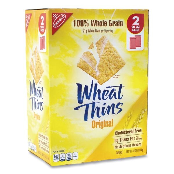 Nabisco Wheat Thins Crackers, Original, 20 Oz Bag, 2 Bags/Box