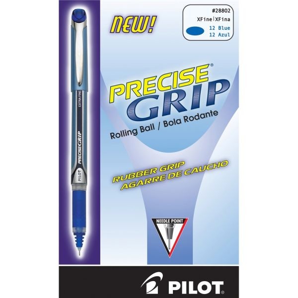 Pilot Precise Grip Roller Ball Pen, Stick, Extra-Fine 0.5 Mm, Blue Ink, Blue Barrel