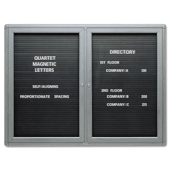 Quartet Enclosed Magnetic Directory, One Door, 48 X 36, Graphite Aluminum Frame