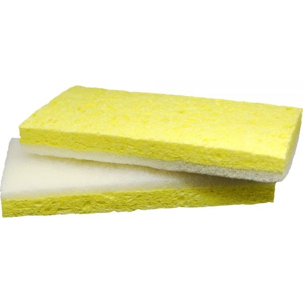 Impact Light-Duty Cellulose Scrubber Sponges, White/Yellow, Pack Of 5 Sponges