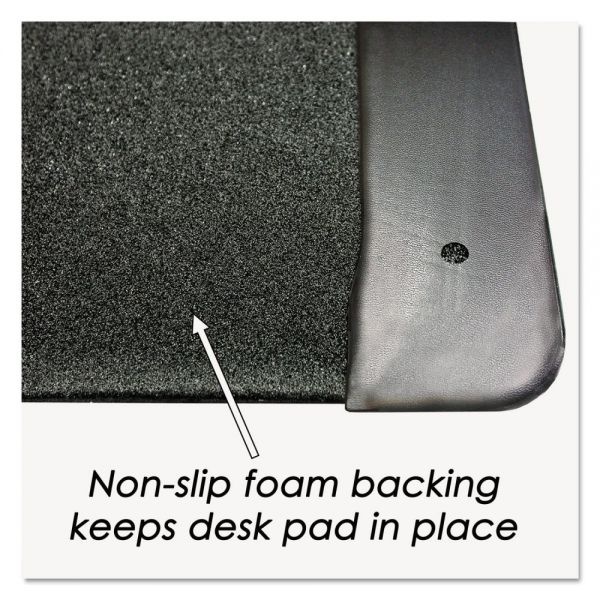 Artistic Executive Desk Pad With Antimicrobial Protection, Leather-Like Side Panels, 36 X 20, Black