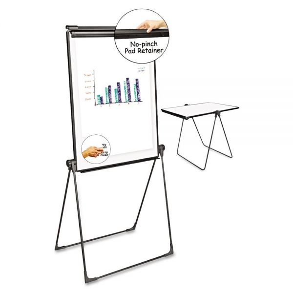 Universal Foldable Double-Sided Dry Erase Easel, Two Configurations, 29 X 41, White Surface, Black Plastic Frame