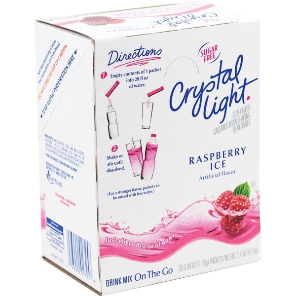 Crystal Light On The Go Mix Sticks, Raspberry, Box Of 30 Packets