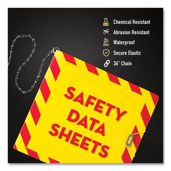 Avery Ultraduty Safety Data Sheet Binders With Chain, 3 Rings, 3" Capacity, 11 X 8.5, Yellow/Red