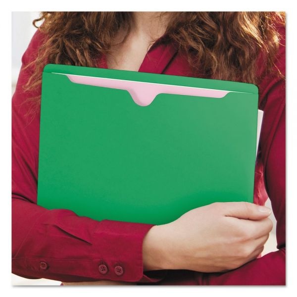 Smead Colored File Jackets With Reinforced Double-Ply Tab, Straight Tab, Letter Size, Green, 100/Box