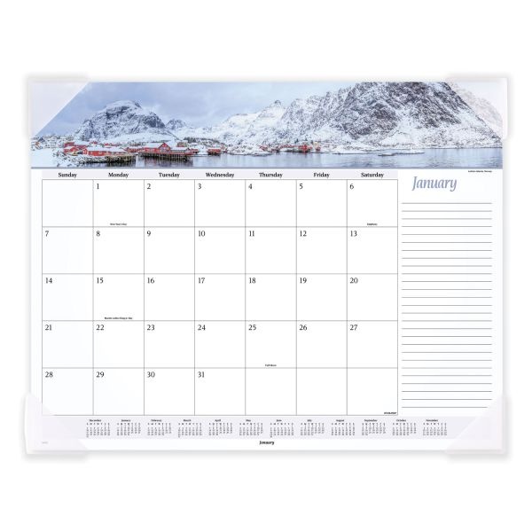 At-A-Glance Seascape Panoramic Desk Pad, Seascape Panoramic Photography, 22 X 17, White Sheets, Clear Corners, 12-Month (Jan-Dec): 2024