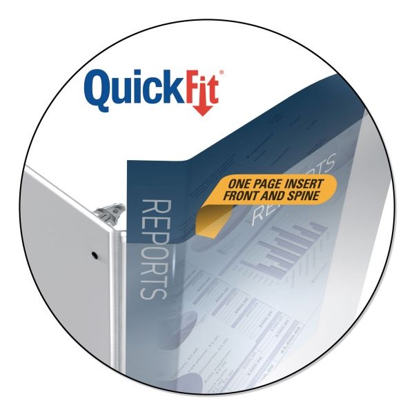 Stride Quickfit Landscape Spreadsheet Round Ring View Binder, 3 Rings, 1.5" Capacity, 11 X 8.5, White