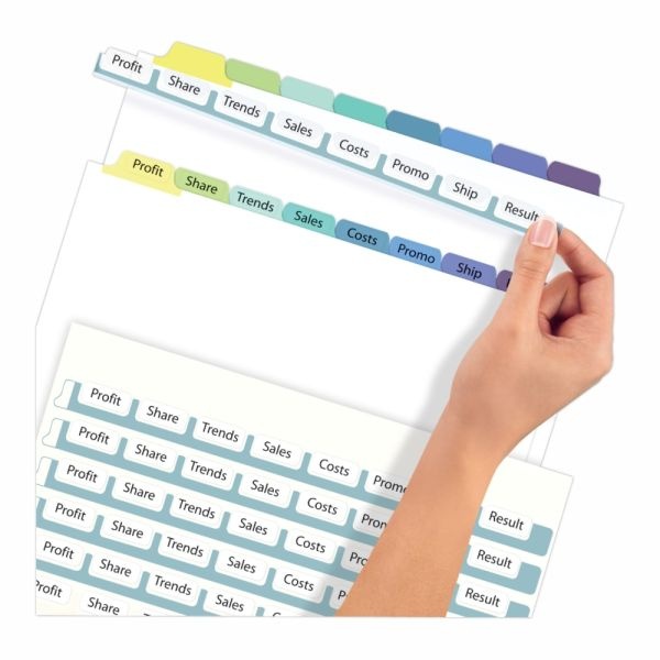 Avery Print & Apply Clear Label Dividers With Index Maker Easy Apply Printable Label Strip And Color Tabs, 8-Tab, Contemporary Multicolor, Box Of 25 Sets