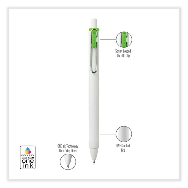 Uniball Unione Gel Pen, Retractable, Medium 0.7 Mm, Fashion Ink-Color Assortment, White Barrel, 5/Pack