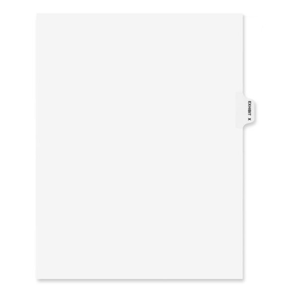 Avery-Style Preprinted Legal Side Tab Divider, Exhibit X, Letter, White, 25/Pack