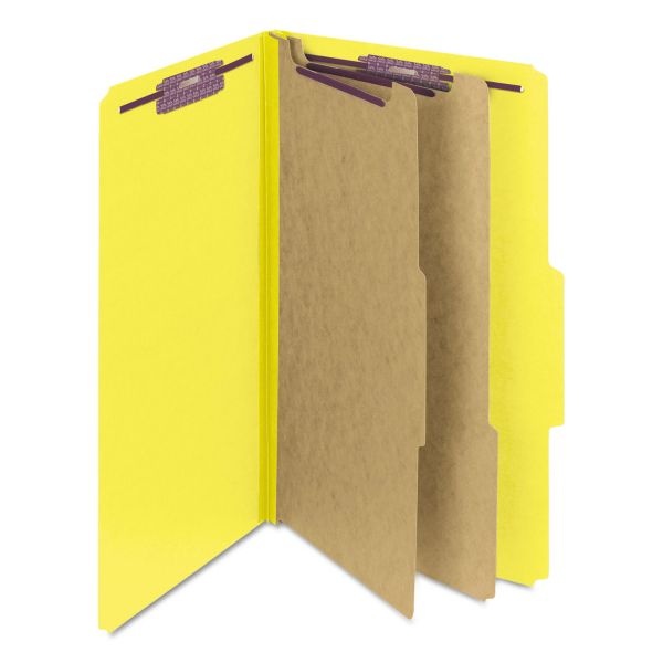 Smead Classification Folders, Pressboard With Safeshield Fasteners, 2 Dividers, 2" Expansion, Legal Size, 50% Recycled, Yellow, Box Of 10