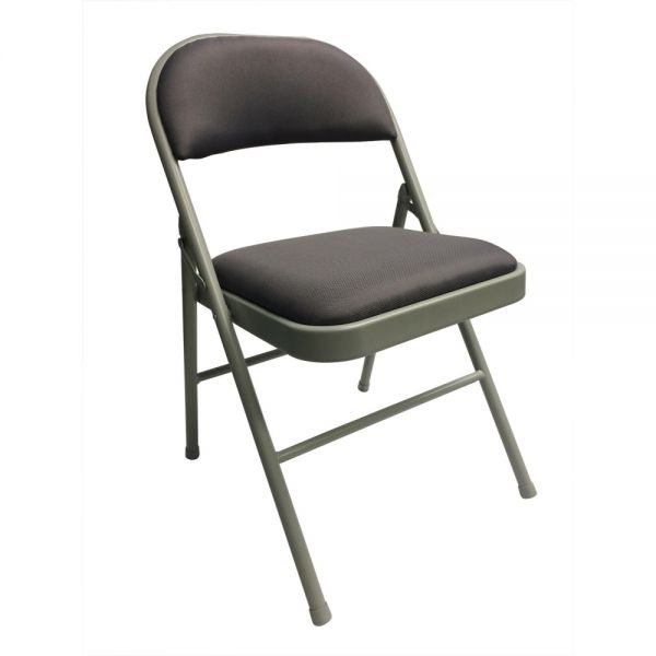 Realspace Upholstered Padded Folding Chair, Gray