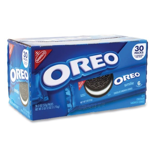 Nabisco Oreo Cookies Single Serve Packs, Chocolate, 2 Oz Pack, 30/Box