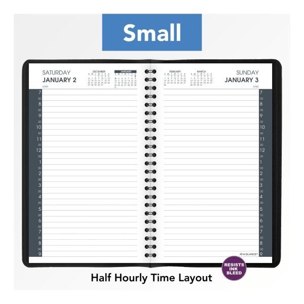 At-A-Glance Daily Appointment Book With 30-Minute Appointments, 8 X 4 7/8, White, 2023 Calendar