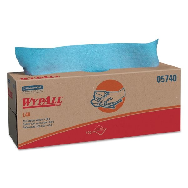 Wypall L40 Towels, Pop-Up Box, 9.8 X 16.4, Blue, 100/Box, 9 Boxes/Carton