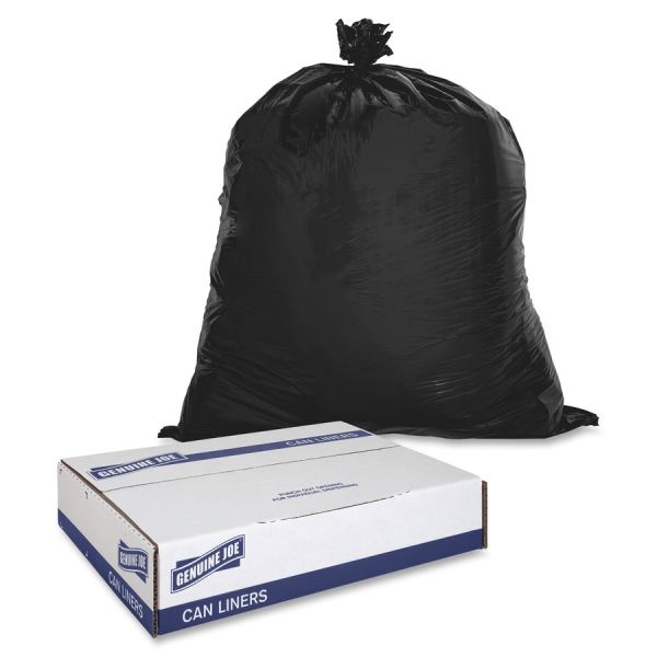 Genuine Joe 16 Gallon Trash Bags, Black, Low-Density, 0.60 Mil, 16 Gallon, 500/Carton