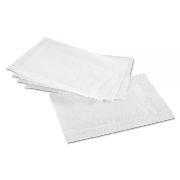 Hoffmaster Classic Embossed Straight Edge Placemats, 10 X 14, White, 1,000/Carton