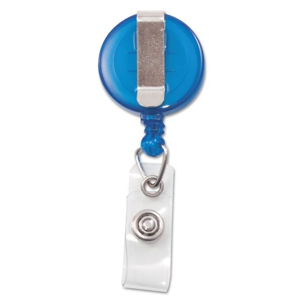 Advantus Translucent Retractable Id Card Reel With Snaps, Translucent Blue/Clear, Pack Of 12