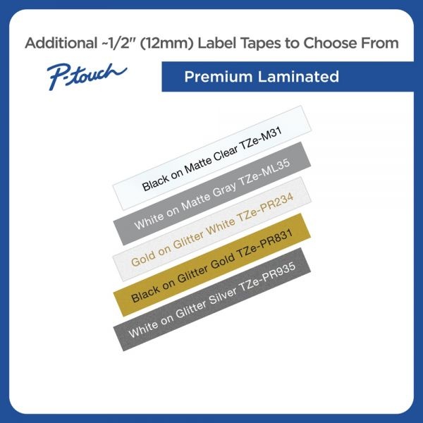 Brother P-Touch Tz Standard Adhesive Laminated Labeling Tape, 0.47" X 16.4 Ft, White/Satin Gold