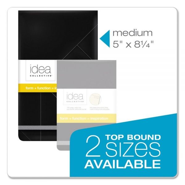 Tops Idea Collective Journal Pad With Hard Cover, Wide/Legal Rule, Black Cover, 120 Cream 5 X 8.25 Sheets